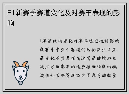 F1新赛季赛道变化及对赛车表现的影响