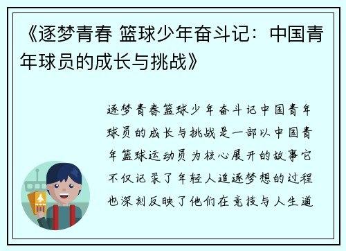 《逐梦青春 篮球少年奋斗记：中国青年球员的成长与挑战》